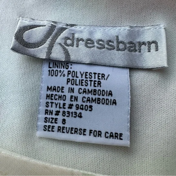 Dressbarn Women' 8 Ivory Cream Pink Floral Chiffon Short Sleeve Maxi Dress - Picture 13 of 16